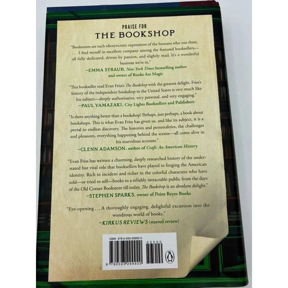 The Bookshop: A History of the American Bookstore - Friss, Evan - Good - See...